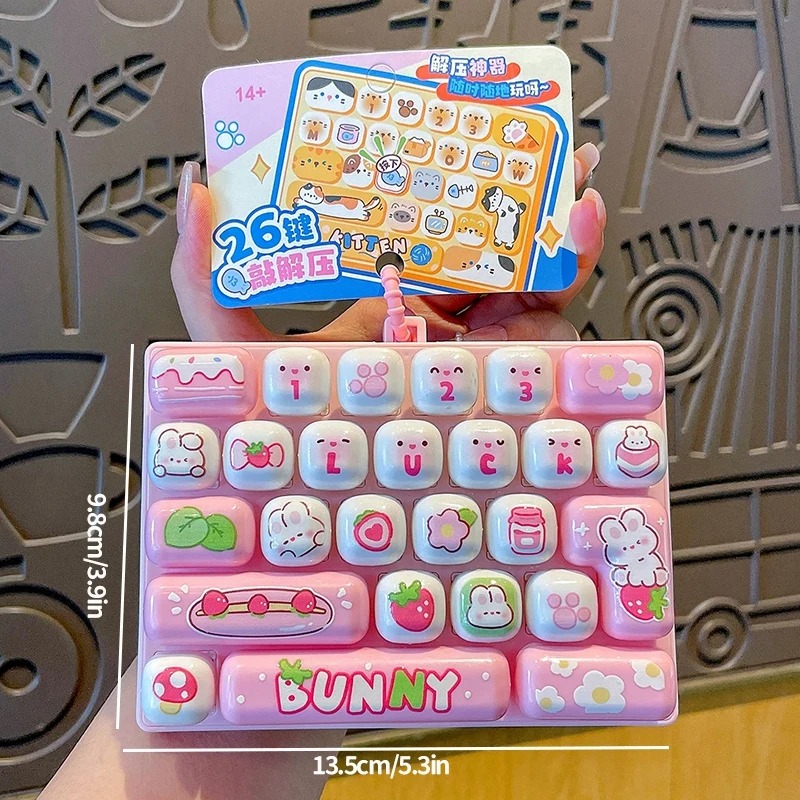 Men Keychain Accessories - 26-Grid Anti-Stress Keyboard Keycap Clicker with