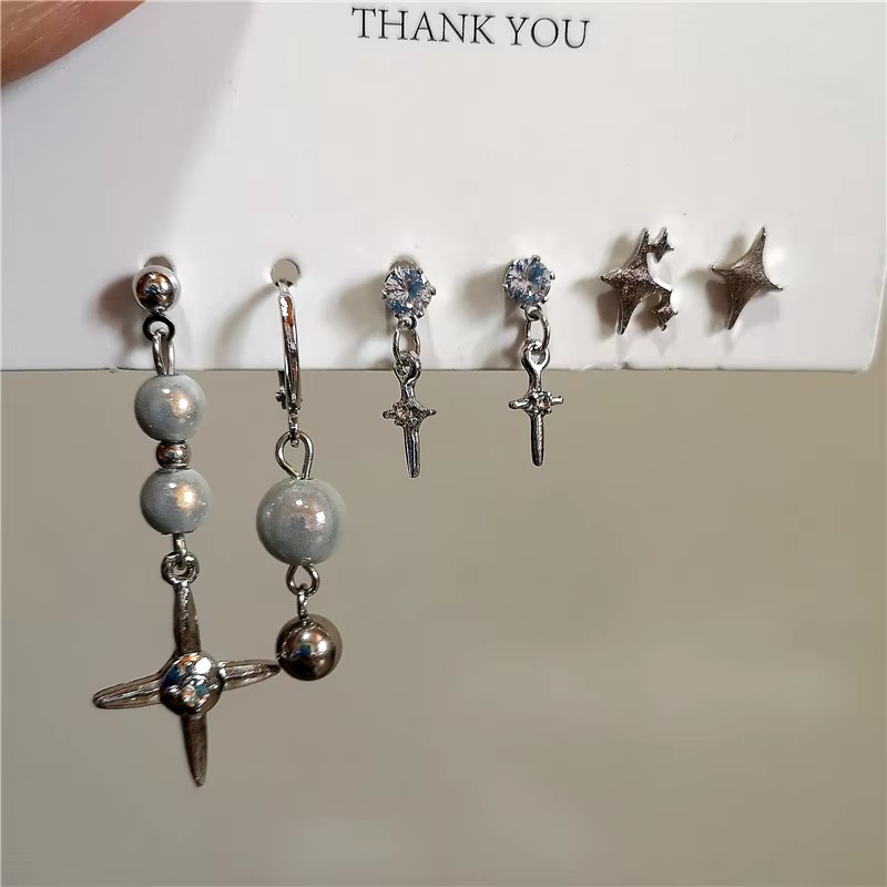 Men Accessories Aesthetic - 6PCS SET Goth Punk Crystal Cross