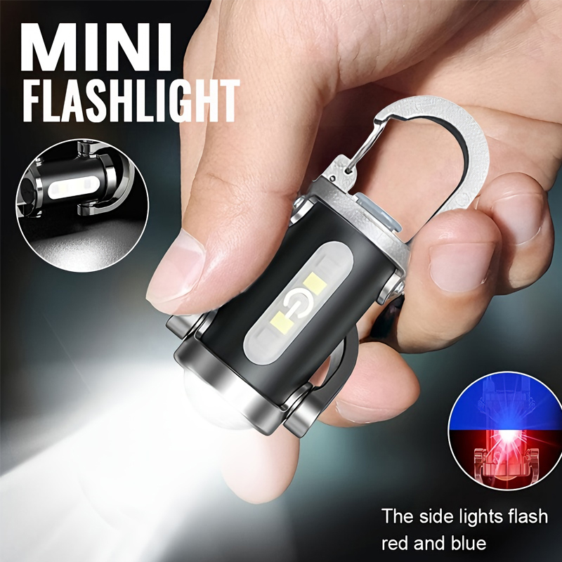 Men Keychain Accessories - Mini Keychain Flashlight Rechargeable Pocket COB