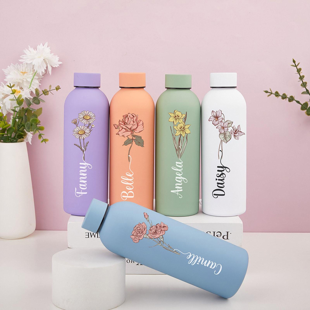 Customized Floral Water Bottle - Flask Stainless Steel recension och pris