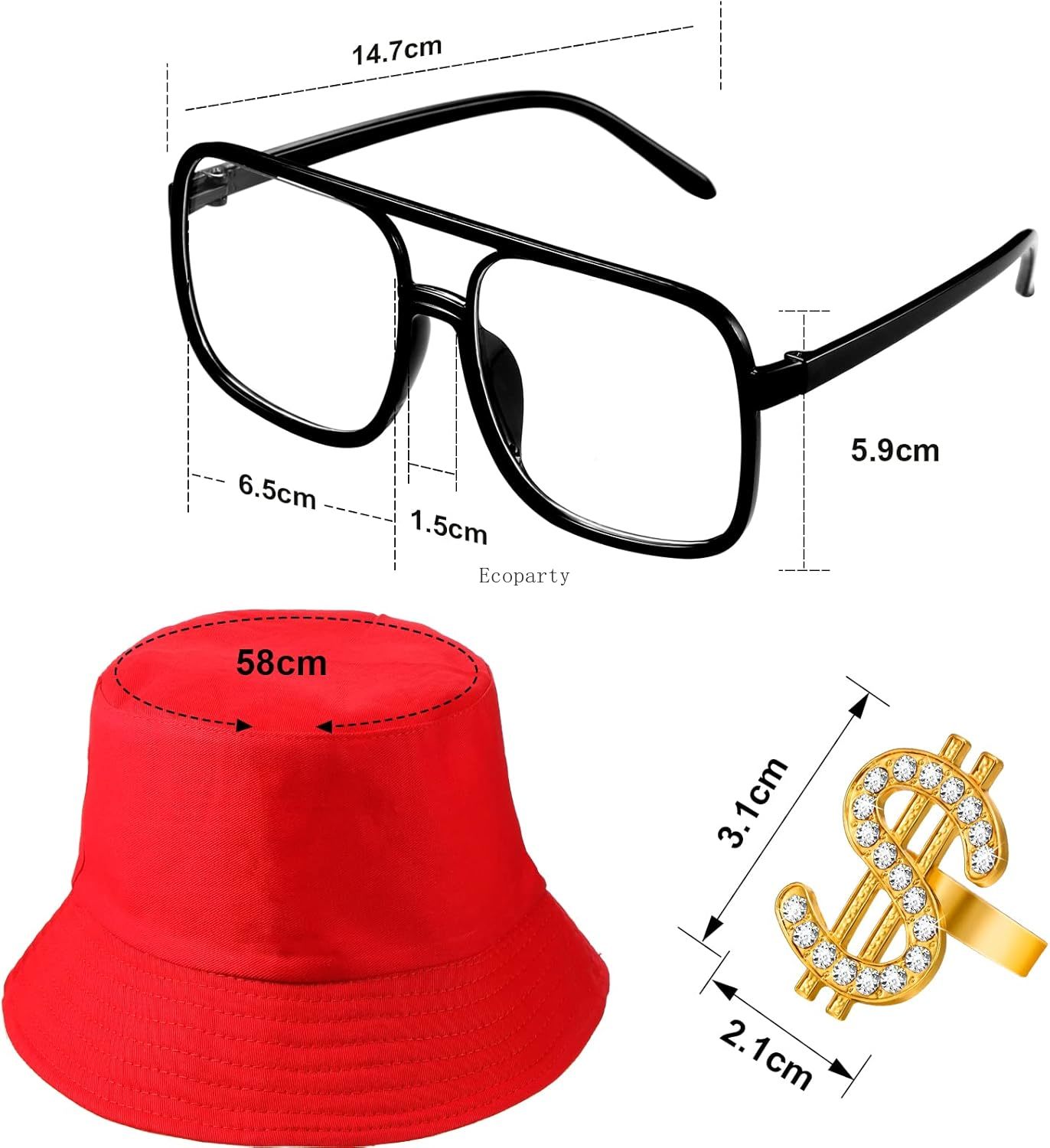 Halloween 6 Pcs 80s 90s Hip Ho - Men'S Accessories In The 90S recension och pris