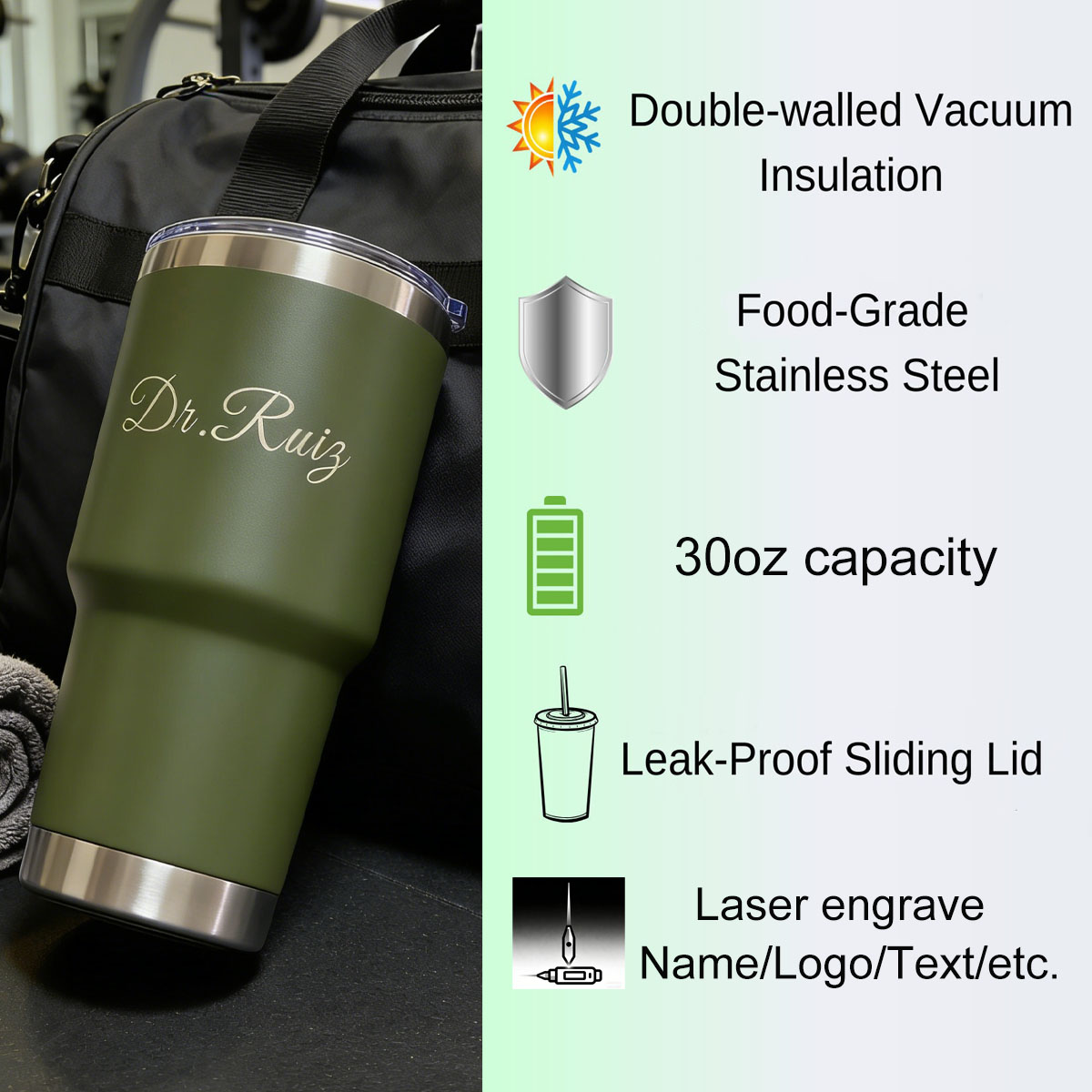 Custom Personalized 30 oz Vacu - Flask Stainless Steel recension och pris