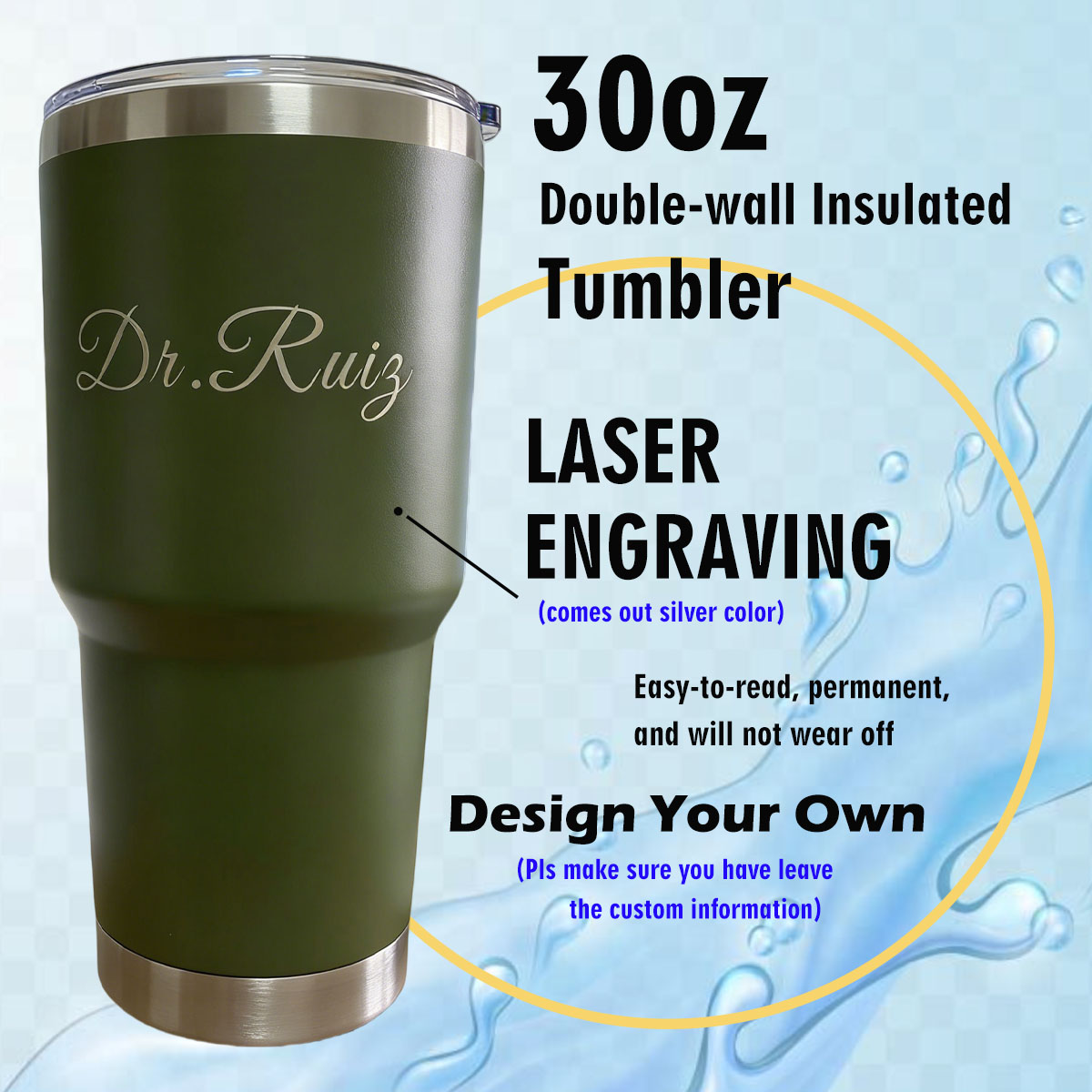 Custom Personalized 30 oz Vacu - Flask Stainless Steel recension och pris
