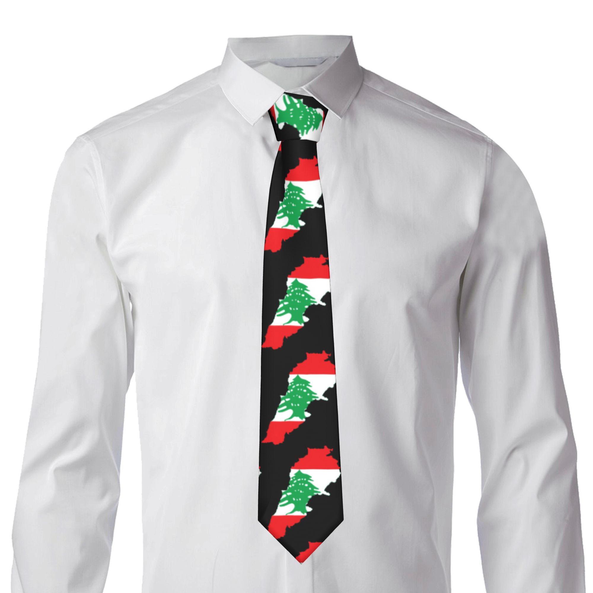Lebanon Flag Map  Tie  Custom  - Men Accessories Lebanon recension och pris